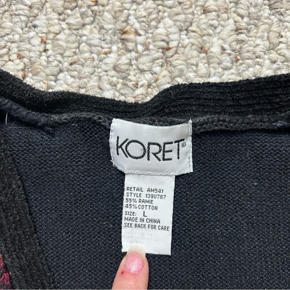 Koret Vintage Striped Patterned Knit Button Front Vest Cotton Ramie Womens Large - Picture 7 of 10